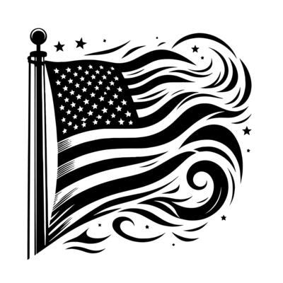 American Flag Waving Black And White Vector Art, Icons, and Graphics for Free Download