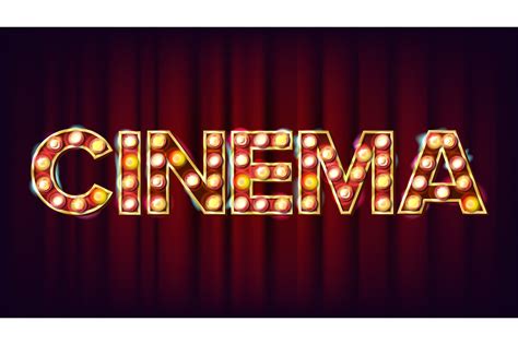 Cinema Background Vector. Retro Cinema Shining Light Sign. For Theater, Cinematography ...