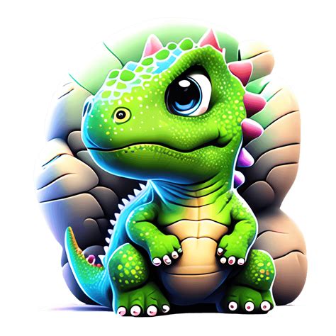 Cute Green Dinosaur Baby · Creative Fabrica