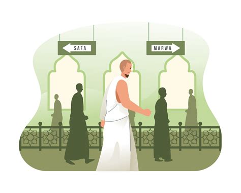 Hajj pilgrims perform sa'i walking and running between Safa and Marwa 21966032 Vector Art at ...