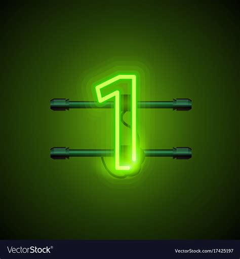 Neon city font sign number 1 signboard one Vector Image
