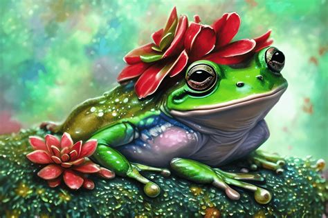 Fantasy Frog with Christmas Succulents · Creative Fabrica