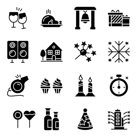 Pack of New Year Glyph Vector Icons 16760250 Vector Art at Vecteezy