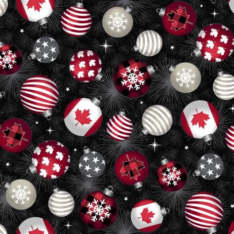 Canadian Christmas Ornaments Canadian Fabric by Windham