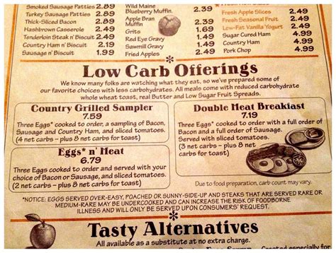 Cracker Barrell Has a Low Carb Breakfast Menu | Low carb restaurant options, Cracker barrel ...