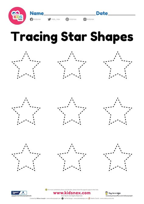 Tracing Star Worksheet - Free Printable PDF