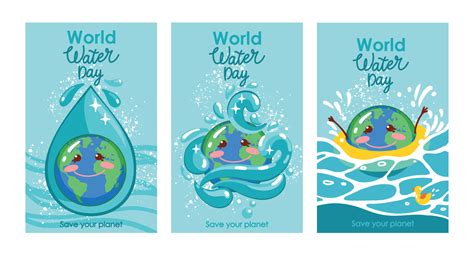 Set of illustrations dedicated to World Water Day. Poster. 22640052 Vector Art at Vecteezy