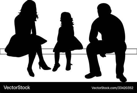 Silhouettes people sitting men girls children Vector Image