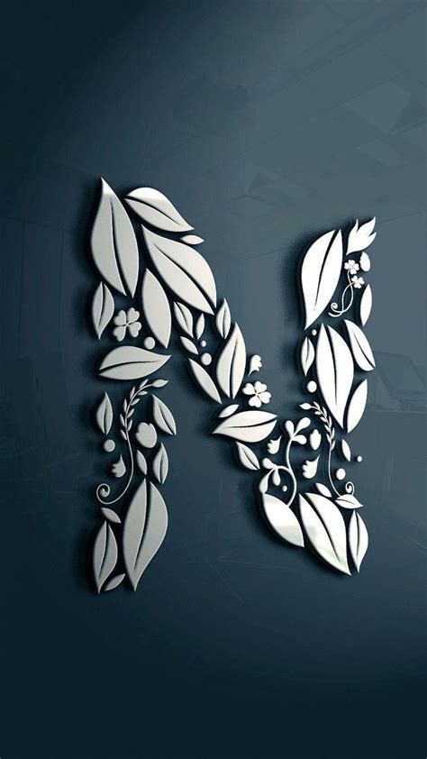 Letter N With Leaves Design Wallpaper Download | MobCup