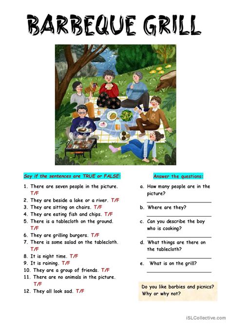 Barbecue grill: English ESL worksheets pdf & doc