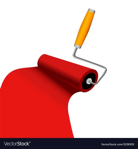 Paint roller with red trace Royalty Free Vector Image