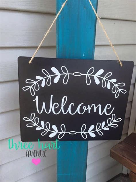 Items similar to Hanging welcome sign, front door welcome sign, chalkboard welcome on Etsy