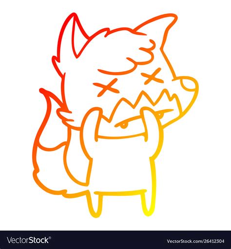 Warm gradient line drawing cartoon dead fox Vector Image