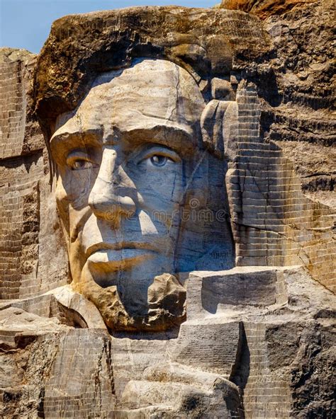 Abraham Lincoln Carved on Mount Rushmore Stock Image - Image of faces ...