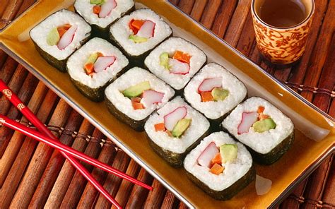 HD wallpaper: platter of maki rolls, food, sushi, japanese food, asian ...