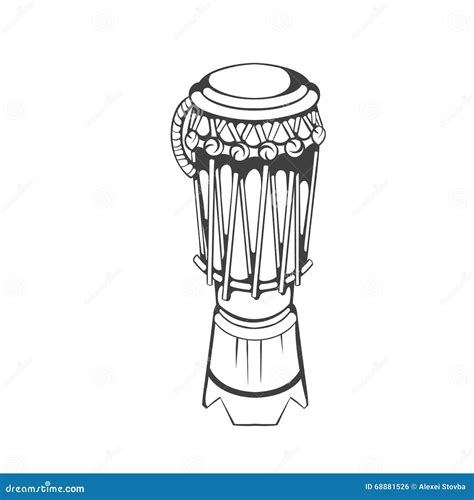 Traditional Brazilian Capoeira Musical Instrument Atabaque. Black and White Hand-drawing Vector ...