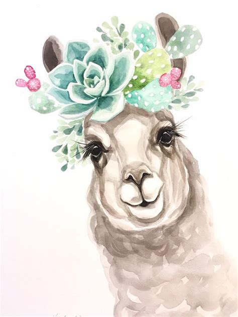 Drama Llama Watercolor PRINT | Etsy | Bunny watercolor, Watercolor print, Cactus art