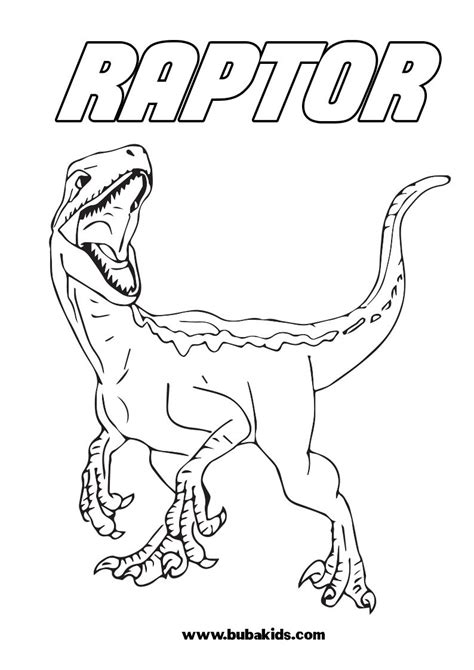 Dinosaurs Raptor Coloring Page For Kids Collection of dinosaurs ...