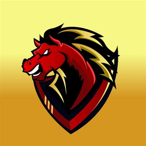 Premium Vector | Red horse esport mascot logo design