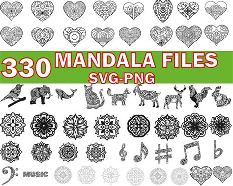 Mandala Svg Bundle, Heart Mandala Svg Files, Mandala Design Svg, Mandala Layered Svg, Mandala ...