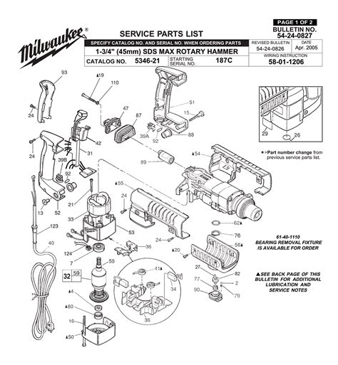 Buy Milwaukee 5346-21-(187C) 1-3/4" 45mm SDS max Replacement Tool Parts ...