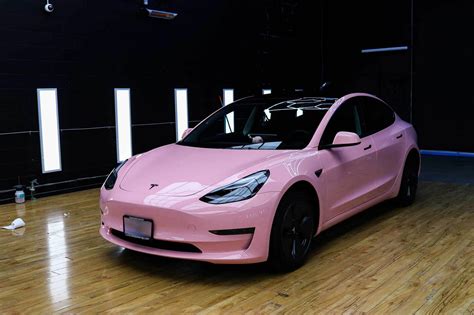 Pink Tesla Model 3 Tinybot gloss peach pink | Twiisted Wrap