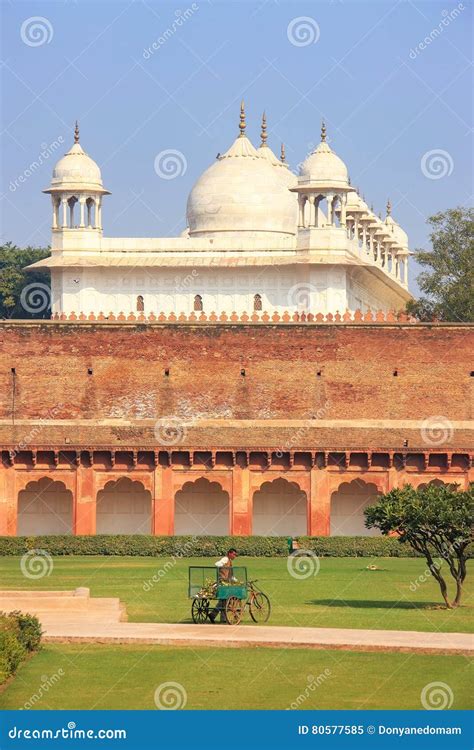 Moti Masjid Pearl Mosque in Agra Fort, Uttar Pradesh, India Editorial Image - Image of ...