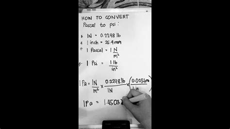 Pascal to psi conversion - YouTube