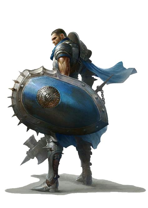 Human Fighter Warhammer + Big Shield - Pathfinder PFRPG DND D&D d20 ...