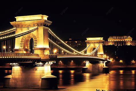 Chain Bridge At Night In Budapest Background, Djztx, River ...