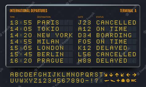 Premium Vector | Led airport board departure table information screen ...