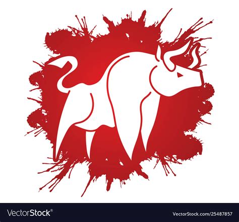 Bull charging bull attack graphic Royalty Free Vector Image