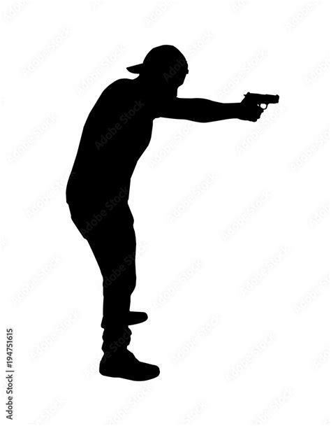 silhouette man holding handgun in a shooting positionsilhouette man shoot gun Stock Vector ...