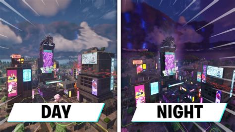 Fortnite MEGA CITY Comparison (Day vs Night) - YouTube