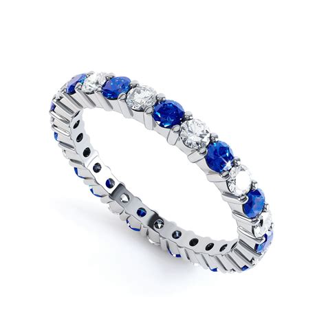 Promise Sapphire and Diamond Platinum Full Eternity Ring 2.5mm Band:Jian London:Platinum Rings