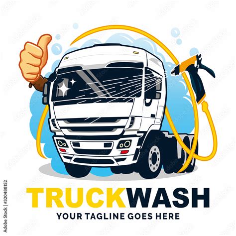 truck car wash. Vector illustration in cartoon style, creative logo design inspiration Stock ...