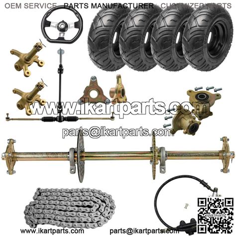 32" Go Kart Rear Live Axle Kit 6" Wheels Sprocket Rotor Brake 3 Stud Wheel Hub - Go Kart all ...