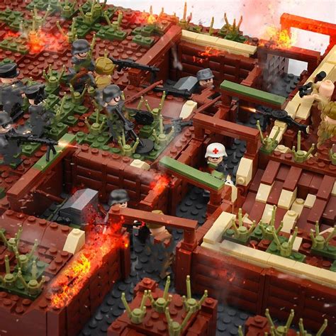 1800 Bricks WW2 Trench Battle Area | 26 Military Minifigures | Lego Alternative Sets | Moc