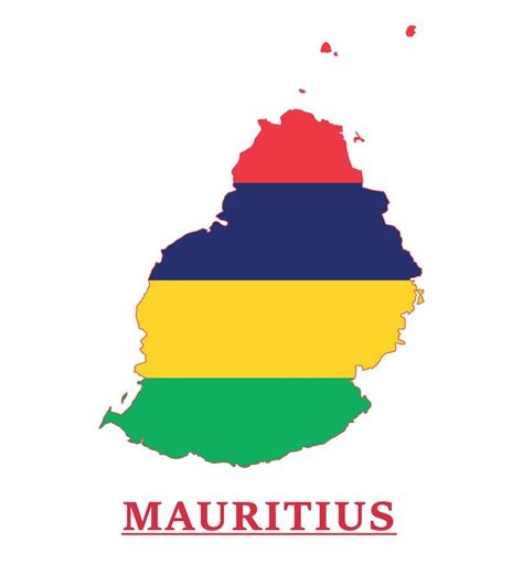 Mauritius National Flag Map Design, Illustration Of Mauritius Country Flag Inside The Map ...