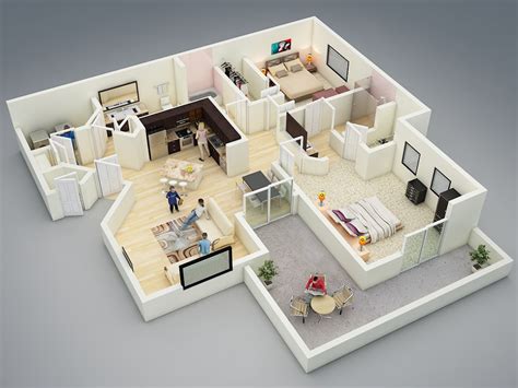 25 More 2 Bedroom 3D Floor Plans