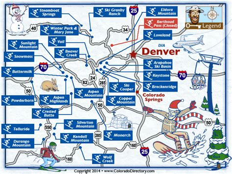 Colorado Skiing & Snowboarding Resort Map | CO Vacation Directory | Colorado ski resorts map ...