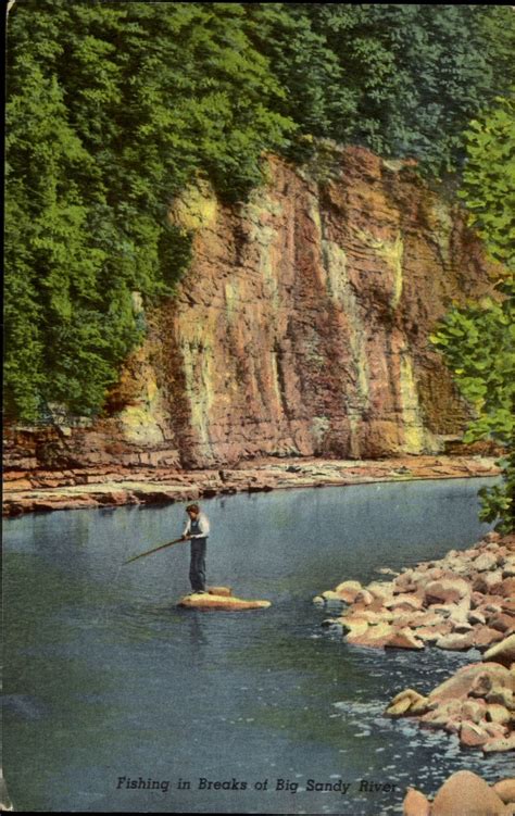 Breaks of Big Sandy River, fishing on Russel Fork near Elkhorn, Kentucky, 1940's. Big Sandy ...