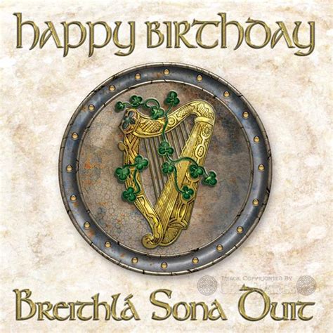 Happy Birthday - Celtic Card - Gold Harp - Celt Wares