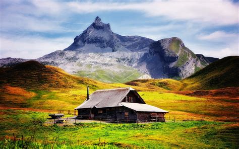 Mountain House Beautiful Scenery Wallpaper HD Download | Scenery wallpaper, Beautiful scenery ...