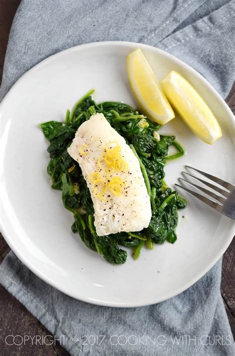 Simple Cod with Sauteed Spinach - Cooking with Curls