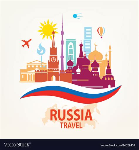 Russia travel background set of famous russian Vector Image