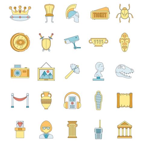 Premium Vector | City museum icon set outline set of city museum vector ...