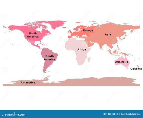 World Map of Eight Continents-Global Map Stock Illustration ...