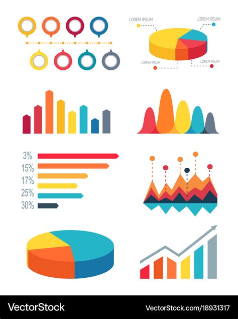 Set Of Pie Charts And Bar Graphs For Infographic Vector Image A30