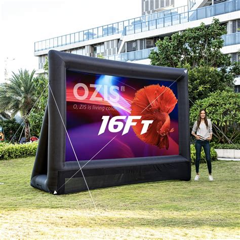 OZIS 16Ft Inflatable Outdoor Projector Movie Screen - Blow up Mega Movie Projector Screen with ...